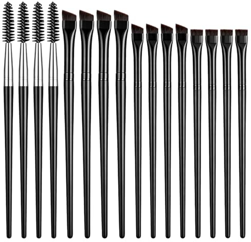 Hadnves 16pcs Eyeliner Brush Brow Brush Set Fine Point EyelinerBrush Angled Spoolie Eyebrow Brushes Premium Slanted Thin Flat Makeup Eye Makeup Tool for Precise Brow Brushing Shaping Filling