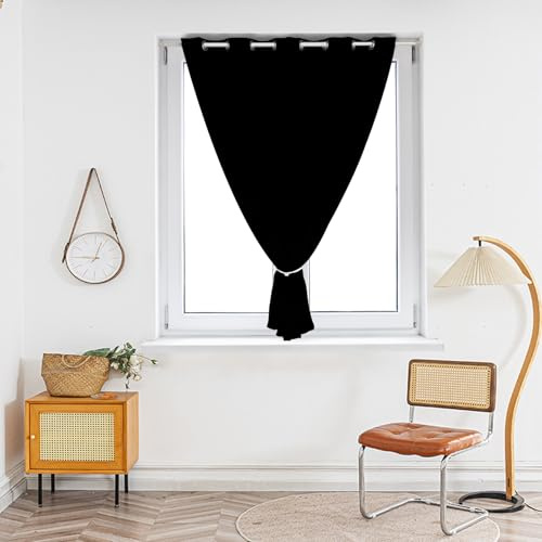 LONGCAO Gardinen Vorhänge mit Ösen 130 x 170 cm Verdunkelungsvorhang Thermovorhang Hitzeschutz Ösenvorhang Curtains mit Ösen Verdunkelung für Wohnzimmer Schlafzimmer, Schwarz