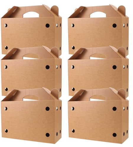 CATIEBYE Small Pet Shipping Cardboard Box 6Pcs with Ventilated Punch Holes Live Bird and Reptile Transport Carrier for Guinea Pigs, Canaries, Pigeons, and Pullets 12.2X8X5.1