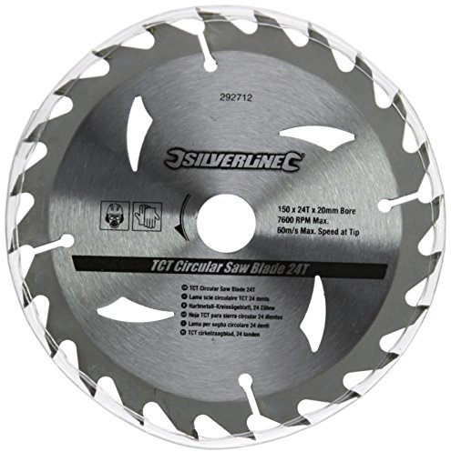 Silverline 292712 Hartmetall-Kreissägeblätter, 16, 24 und 30 Zähne, 3er-Pckg. 150 x 20, Reduzierstücke: 16 u. 12,75 mm