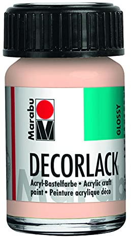 Marabu 11300039029 - Decorlack Acryl Rosé Beige 029, 15 ml, hochglänzender Acryllack auf Wasserbasis, wetterfest, speichelfest, zum Malen, Schablonieren und für Serviettentechnik