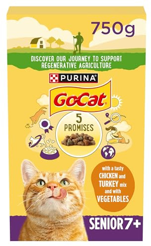 GO-CAT Senior Chicken and Turkey Dry Cat Food 750g, Pack of 5
