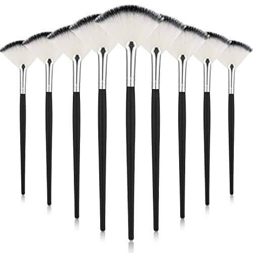 9 Pieces Facial Fan Mask Brushes, Soft Facial Applicator Brushes Tools for Peel Glycolic Makeup for Mud Cream(Black and Silver)