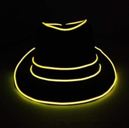 HULA Sombrero de Fiesta LED, Disco Top Hat con Luz Parpadeante, Novedad Funky (Amarillo)
