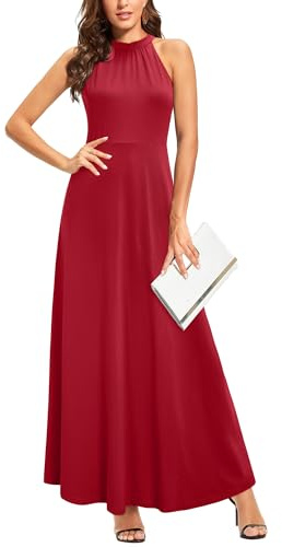 STYLEWORD Vestido Largo sin Mangas con Hombros Descubiertos y Estampado Floral para Mujer Vestido Largo Elegante con Cuello Halter （Floral59 ， XL）
