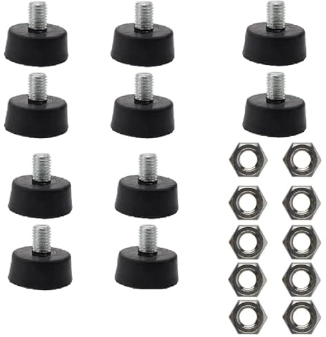 TIANLIN Gummifüße Schraubbar M10, 10 Stück, Gummipuffer 35 mm, Schwarz | Für Schränke, Tische, Stühle, Sofas und Vitrinen – Höhenverstellbare Möbelfüße mit Bodenschutz, M10-Gewinde, 14 mm