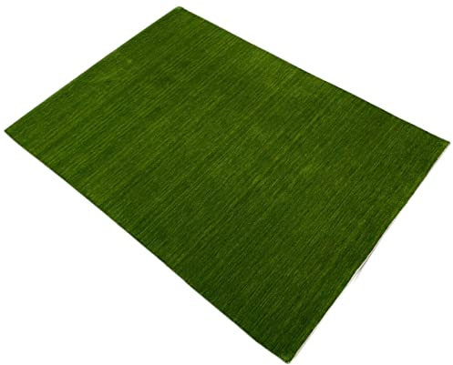 Grün Gabbeh Teppich Uni 100% Wolle Orientteppich Handgewebt Loom Brücke AN1 (Maße: 170X240 cm)
