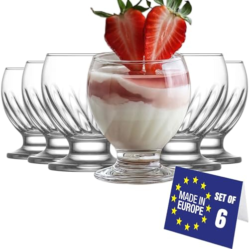 LAV Copa de Helado de Vidrio, Copa Postre, 6PZs, 215ml, SIN PLOMO, Cuencos De Helado, Vasos Postre, Tazas Helado, Plato de Postre, Copas Helado Cristal, Cuencos de Postre, Ice Cream Bowls