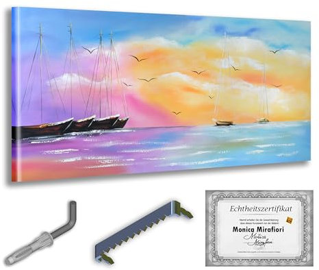Monica Mirafiori I 100% HANDGEMALT I Gemälde Yachten 120x60cm | Gemälde Handgemalt | Acrylgemälde | Sehr Großes Acrylbild I Moderne Kunst I Kunstbilder