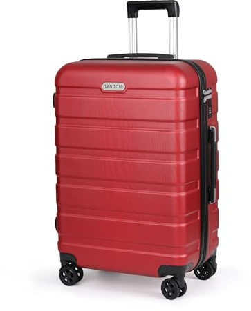 TANTOMI Koffer Mittelgroß, 24 Zoll Hartschalenkoffer, Trolley, Leichter ABS-Rollkoffer, Reisekoffer mit 4×360°-Rollen, 3-Stelliges Zahlenschloss (Rot, 65L)