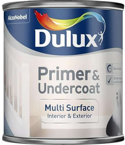 AMK® Dulux Primer And Undercoat Multi Surface 250ml Water Based Quick Dry Interior Exterior for Wood Metal Tile Melamine uPVC MDF Excellent Adhesion Base Coat Paint Preparation Stain Block