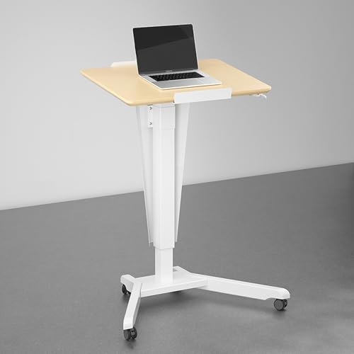 Rednerpult Höhenverstellbar mit Feststellbaren Rädern Standing Desk für Klassenzimmer, Büro, Restaurant, Seminar, Schräger Schreibtischplatte