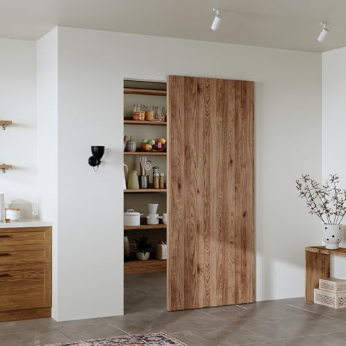 CEAKIAN 38 Concealed Sliding Barn Door Hardware Kit with Soft Close Mechanism for 30in Passage Opening, Hidden Aluminum Track System, Wall Mount for Interior Wooden Door (NO Door)