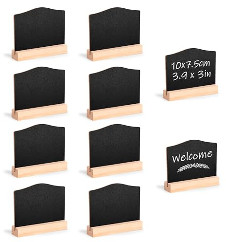 Tunejoy Mini Kreidetafel mit Ständer Kleine Schiefertafel zum Beschriften Mini Tafel Set Tischkarten Preisschilder für Buffettisch Geburtstagsparty Hochzeit 10 Stück 10 x 7.5cm