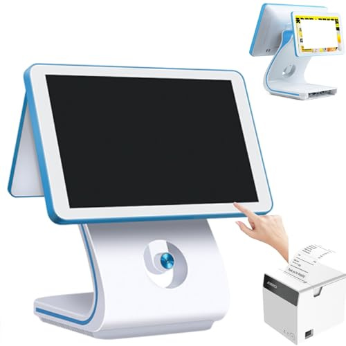 15,6 pollici Registratore di cassa touch,Terminale POS con stampante e 10 rotoli di carta,Windows 10,registratore di cassa, stampante per ufficio e ristorante,i5