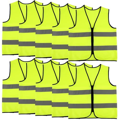 10 Pcs Kids Hi Vis Vests Child High Visibility Reflective Vest Hi Vis Safety Vests with Reflective Strips for Children Outdoor School Traffic Activities (S(40 x 44 cm, 4-6 Years)