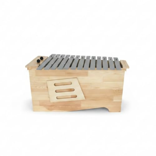 Amagogo Metallophon Xylophon Glockenspiel Percussion Lerninstrument aus Aluminium mit Holz Resonanzkörper für Klaren Ton Und Projektion mit Schlägeln für Musikunterricht Anfänger Proben, Tiefton