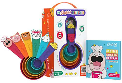 Chefclub Kids - Kochutensilien für Kinder - Lustige Messbecher - Kochen Wird Zum Spiel - Deutsche Version, Yellow