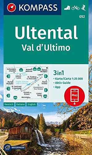 KOMPASS Wanderkarte 052 Ultental / Val d'Ultimo 1:25.000: 3in1 Wanderkarte mit Aktiv Guide inklusive Karte zur offline Verwendung in der KOMPASS-App. Fahrradfahren. Skitouren.