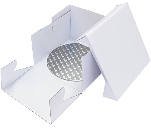 PME BBR883 Support Rond et Boîte à Gâteau, Plastique, Blanc, 30 x 30 x 15.2 cm