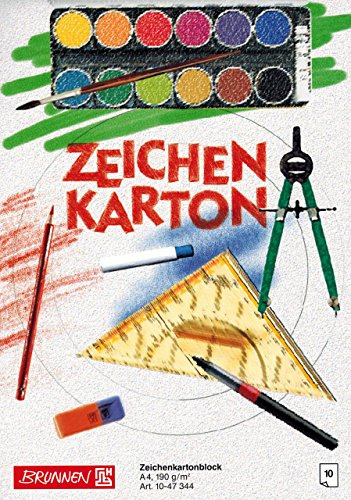 Zeichenkartonblock/Offsetkarton BRUNNEN A4-190 g/m2-10 Blatt (21,0 x 29,7 cm)