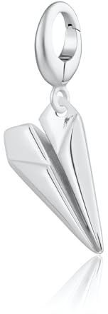 Lily Charmed - 925 Sterling Silver Paper Plane Charm or 18ct Gold Plated, Clip On Charm for Bracelet or Necklace