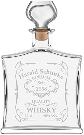 polar-effekt Personalisierte Edle Whiskyflasche mit Gravur - 700 ml Dekanter mit Glass Verschluss - Whisky-Karaffe Geschenk zum Geburtstag - Motiv Quality Whisky
