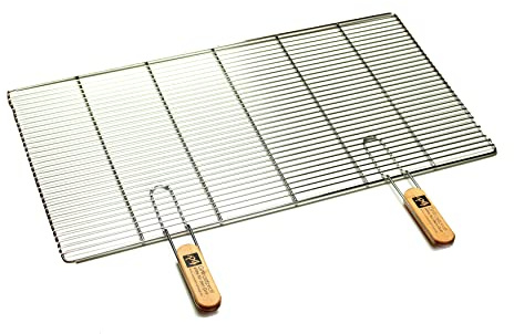 Edelstahl Rost Grillrost - rechteckig und rund - Grill Rost Grössenauswahl (82 x 43 cm mit Griffen)