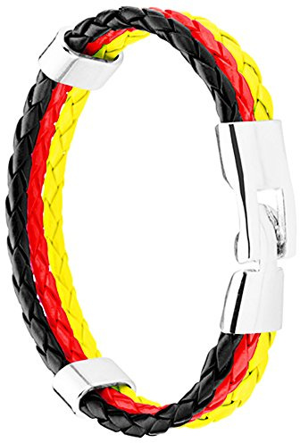 Piersando Armband Armreif geflochten Leder Fahne Motiv Fussball EM & WM Fanartikel Land Flagge Ärmel Schmuck Damen oder Herren