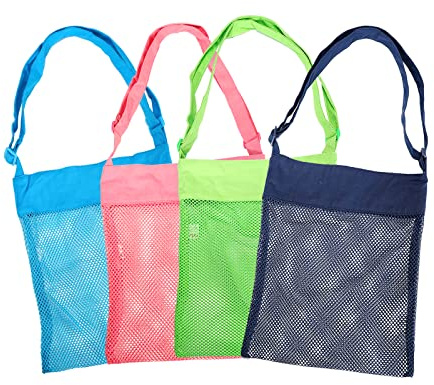 Rimobul Sand Away Beach Treasures Seashell Pocket Mesh Bags - Set of 4(Large)