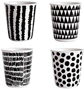 Set of Espresso Cups 4 Motives Black