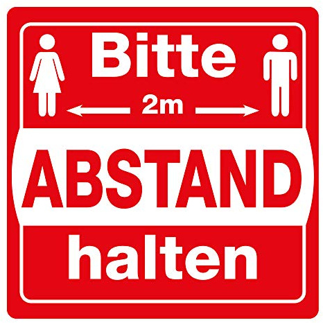 Bodenschild/Hinweisschild/Fußbodenmarkierung als Leitsystem „Bitte 2.0 Meter Abstand halten“ (30 x 30 cm) rutschfest - Sicherheitsschild