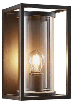 Lucande Wandleuchte außen Brienne (spritzwassergeschützt (Modern) in Alu aus Aluminium (1 flammig, E27) - Außenwandleuchten Wandlampe Led Außenlampe Outdoor für Außenwand/Hauswand Haus