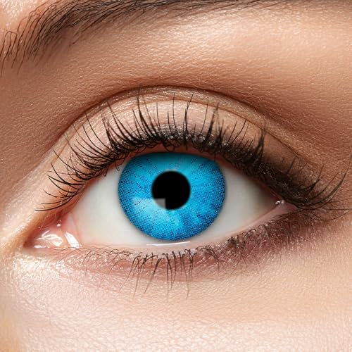 Zoelibat Lenti a Contatto Settimanali Azzurre Electro Blue per Halloween o Carnevale Travestimento