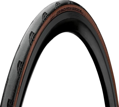 Continental Grand Prix 5000 S TR - Tubeless Road Bike Tire | Fast, Light, Durable - BlackChili, Vectran Breaker, LazerGrip, Active Comfort Technology (Black/Transparent) (700x25)