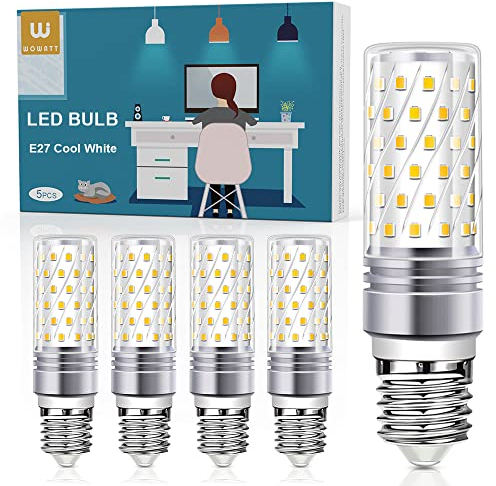 wowatt 5er E27 Glühbirne LED 12W Ersatz für 120W Glühlampe E27 Lampe Maiskolben 6000K Kaltweiss E 27 Leuchtmittel 1200lm Hell Kein Stroboskopeffekt AC 230V LED Birne 360° Abstrahwinkel Nicht Dimmbar