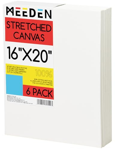 MEEDEN Keilrahmen Leinwand 40 × 50 6er set, Leinwand zum Bemalen Groß 100% Baumwolle, Künstlerbedarf für Malerei, Leinwände für Künstler, Hobbymaler & Anfänger