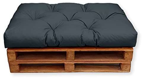 4L Textil Palettenkissen Waschbar - Palettenauflagen Outdoor Europaletten Sitzkissen Mit Rückenlehne und Seitenkissen (120x60 cm, Graphit)