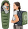 Trail Schlafsack Kinder Mumienschlafsack als Schlafsack 3 Jahreszeiten für Camping – 300gsm – für Jungen und Mädchen – mit Leichtem Transportrucksack - Khaki