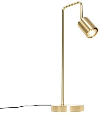 Qazqa - Moderne Tischlampe Messing verstellbar - Java I Wohnzimmer I Schlafzimmer - Stahl Länglich - LED geeignet GU10