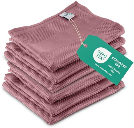 ELEXACLEAN Geschirrtücher Microfaser (6er Set, 68x42 cm, alt-rosa/rosé) saugstark, waschbar bis 60°C, Geschirrhandtücher, Handtücher Küche modern | Küchenhandtücher fusselfrei, für Gläser und Besteck, 80 % Polyester, 20 % Polyamid, OEKO-TEX STANDARD 100 FL024 240473