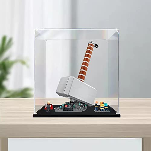 AZIZAT Staubdichte Vitrine, Acryl, transparent, Vitrine für Lego 76209 Thors Hammer Bauset, Sammlerstücke, Modell (nur Aufbewahrungsbox) (2 mm)