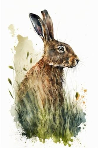 adrium Acryl-Bild 80 x 120 cm: Illustration Hase in Aquarell. Tier auf weißem Hintergrund. Generative KI (200068347)