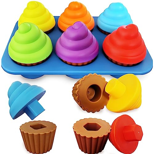 Cupcake Toy Learning Colors and Shape-Sorting for Toddlers 1-3 - Geometry Manipulatives Sensory Montessori Toys for 18 Month Old Girls Boys
