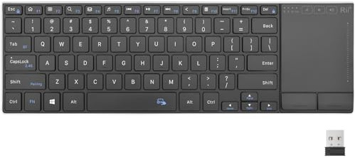 Rii 2.4G Wireless Keyboard,Bluetooth Keyboard(BT 5.1+2.4G),Aluminium Alloy Portable with Touchpad for Computer,PC,Tablet,iPad,Android TV Box,Smart TV,Windows,Mac (Black)