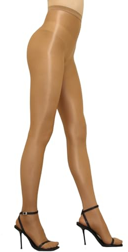 GOCBOBO Damen Glänzend Strumpfhose Hohe Elastizität Tanzstrumpfhose Damen 70 Denier Footed Hohe Taille Strumpfhosen Braun