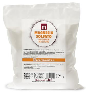 Magnesio solfato, Sali di Epsom, Sale Inglese - Busta 1kg Per bagno lenitivo e rilassante. Disintossicante - Pediluvio