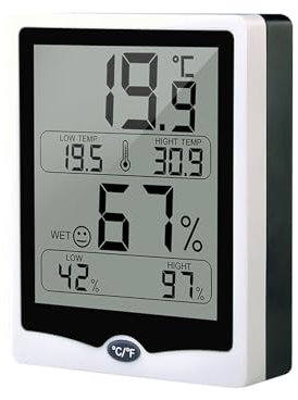 JOYELEC Misuratore LCD di temperatura e umidità interna，Termometro igrometro digitale con display LCD rilevatore di umidità e temperatura，Stand e appendere a doppio uso