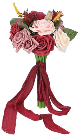 Künstlicher Rosenstrauß für Hochzeiten, dekorative Handblumen, Ornamente für Hochzeit, Verlobung, Zeremonie, Empfang, Tischdekoration