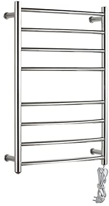 JUVELIO Heated Towel Rail, Wall Mounted Towel Warmer 102W Radiator Towel Rail 8 Bar Electric Towel Rail Stainless Steel Electric Towel Radiator Ip56 Waterproof Bathroom Radiators, 78 * 52 * 12.5Cm